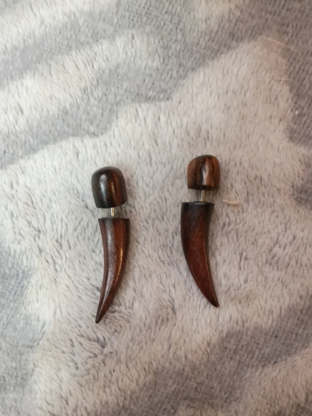 Earth Accessories Organic Wood And Surgical Steel Curved Spike Earrings